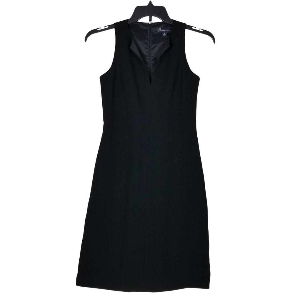 Banana Republic Sheath Dress Women 2 Black Notched V-Neck Sleeveless 184655-00-1
